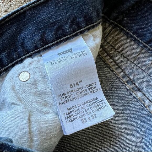 Levi’s 514 Men’s Medium Wash Ripped Slim Straight Jeans Size 33/32 - Picture 8 of 8